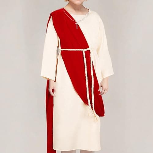 Yickoon Kids Jesus Saint Biblical Robe Costume Necklace Scarf Shawl Waist Rope Cosplay for Kids Halloween Christmas thumbnail 7