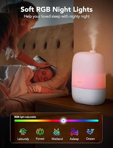 GoveeLife Smart 3L Humidifiers for Bedroom, Top Fill Cool Mist with Essential Oil Diffuser, Humidity Control, WiFi Air Humidifier with Night Light, 360° Nozzle, for Baby, Plants, Home, Work with Alexa | Essential Oil Diffuser, Humidity Control, WiFi Air Humidifier with 360° Nozzle, for Babies, Plants, Home, Works with Alexa thumbnail 6