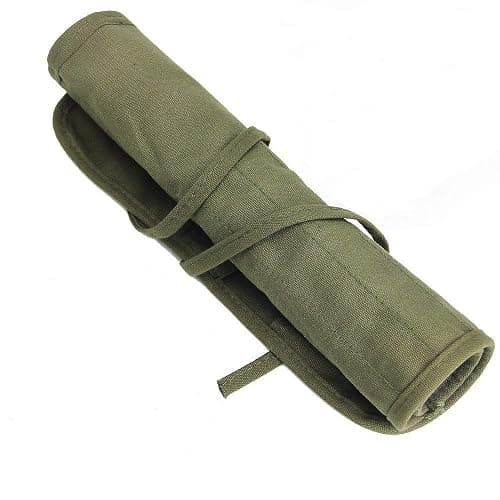 JOYISEN 22 Slots Paint Brush Storage for Acrylic Oil Watercolor Brush Roll up Case Army Green Canvas Paint Brush Holder (13 * 15.7IN) - Image 1