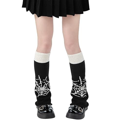 American Trends Leg Warmers Y2k Kawaii Black White Cute Leg Warmers Y2k Goth accessories for Women Girls 80s Party Sports thumbnail 3
