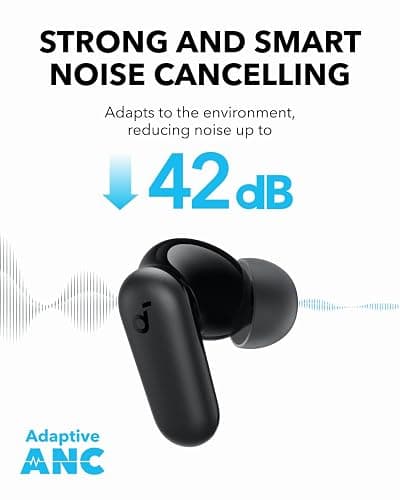 Soundcore P30i by Anker Noise Cancelling Earbuds, Strong and Smart Noise Cancelling, Powerful Bass, 45H Playtime, 2-in-1 Case and Phone Stand, IP54, Wireless Earbuds, Bluetooth 5.4 (Black) thumbnail 6