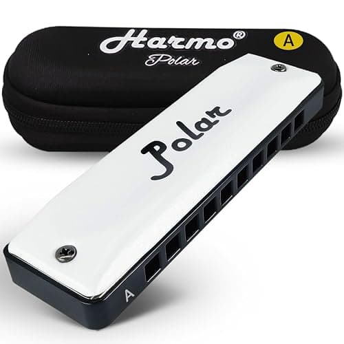 Harmo Polar Diatonic Harmonica Key of A - 10 Holes 20 Notes, Blues Harp Mouth Organ With Case, Phosphor Bronze Reeds, Suitable for All Genres, Harmonica for, Adult, Beginners & Professionals - Image 1