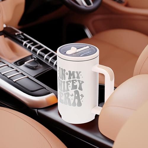 JETIKON 40oz Stainless Steel Insulated Tumbler with Handle and Straw - In My Wifey Era - Perfect for Bride, Bachelorette, Wedding Gifts thumbnail 5