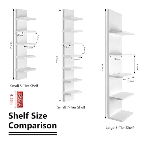 Homaterial 7 Tier Vertical Wall Shelf for Wall Decor & Makeup Vanity - White Narrow Cute Display Storage Shelf for Small Spaces, Decorative Vanity Shelf Room Decor thumbnail 3