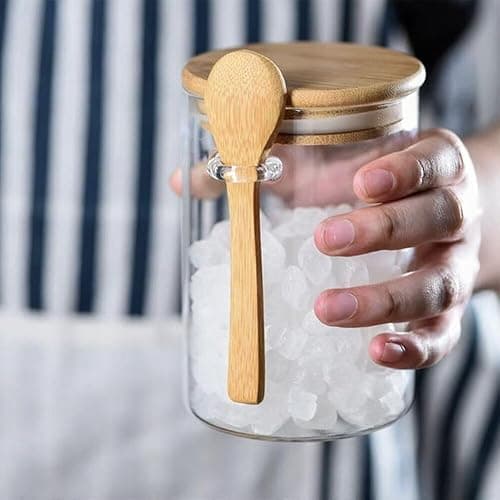 Deeriz Airtight Food Storage Containers with Bamboo Lids and Spoon for Coffee Beans, Flour, Cookie, Sugar, Tea, Nuts and Spice Bath salt and more(4 Pack) thumbnail 7