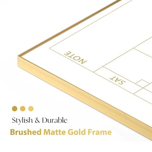ARCOBIS Dry Erase Calendar Whiteboard Cork Board Combo, 24"x18" Magnetic White Board Calendar Dry Erase for Wall, Gold Frame Monthly Combination Board for Office, Home, School thumbnail 7