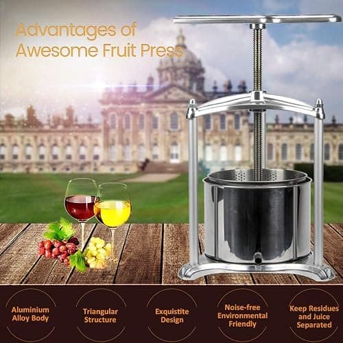 Fruit Wine Press - 100% Nature Juice Making for Apple/Carrot/Orange/Berry/Vegetables, Cheese&Tincture&Herbal Press(0.8 Gallon,Sliver) thumbnail 5