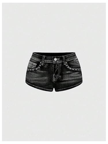 SOLY HUX Women's Y2k Sparkly Jeans Skinny Mini Denim Shorts Music Festival Rave Outfits thumbnail 3