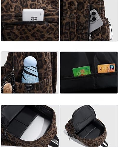 HOKMAH Fashion Cheetah Backpack Shoulder Bag, Trendy y2k Design Daypack Bookbag Leopard Print Coquette Purse Women Men Daily (Brown) thumbnail 6