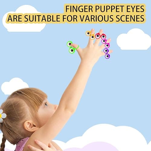 100 PCS Eye Finger Puppets Toys Set, Wiggly Eyeball Finger Puppet Eye On Rings for Kids, Party Favors for Boys Girls thumbnail 3