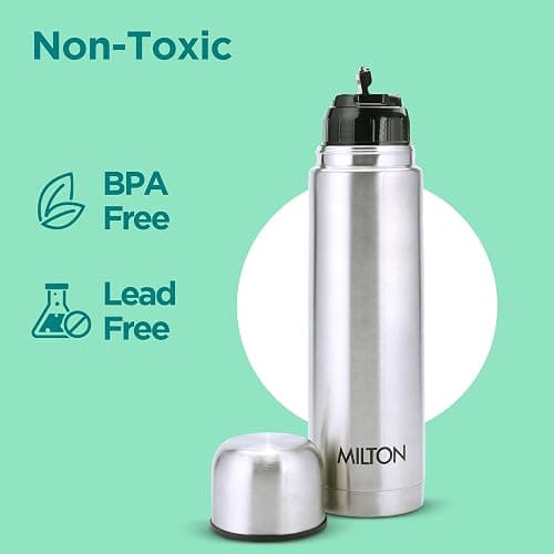 Milton Vacuum Flask for Hot Drink 1 Litre (34 oz), Stainless Steel Double Walled Insulated Water Bottle for 24 Hour Hot and Cold Drinks with Cover, Leak Proof, BPA Free, Thermosteel Flip Lid 1000 ml thumbnail 5