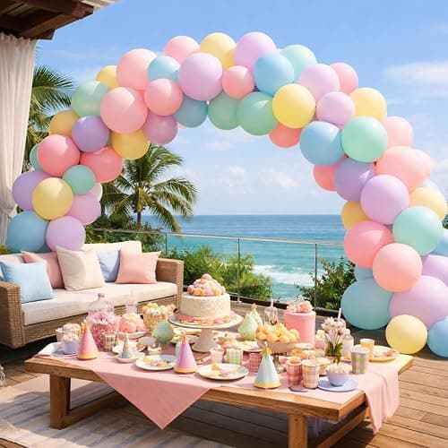 Pastel Balloon Garland Kit 120 Pack – Macaron Pastel Balloons with Strip, Glue Dots & Ribbon, DIY Balloon Arch Kit for Birthday, Baby Shower, Wedding & Party Decorations, 10 Inch Latex Balloons thumbnail 7