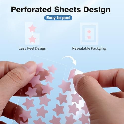 QUSTERE Pimple Patches for Face, Hydrocolloid Acne Patches, Cute Star Zit Covers, Colorful Spot Stickers with Tea Tree, Salicylic Acid & Cica Oil| 3 Sizes (10mm, 12mm & 14mm) |200 Count thumbnail 6