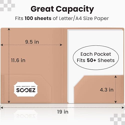 Sooez 6Pack Folders with Pockets, Heavy Duty Plastic Pocket Folders, 2 Pocket File Folders Bulk, School Business Folder Office Filing Supplies, Green Colors thumbnail 2