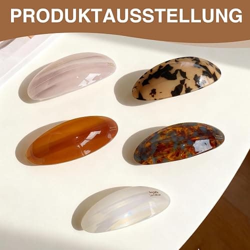 DASHUI 5 Stück Ovale Haarspangen, Französische Haarspange aus Acetat, Vintage Haarklammer, Flat Hair Clip für Mädchen Lang Dickes Haar, für Hochzeit Abschlussball Formale Haaraccessoires thumbnail 6