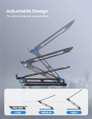LOXP Adjustable Laptop Stand for Desk, Metal Foldable Laptop Riser, Ventilated Cooling Bracket, Ergonominc Computer Notebook Stand for Desk Compatible with 10-15.6“ Laptops thumbnail 3