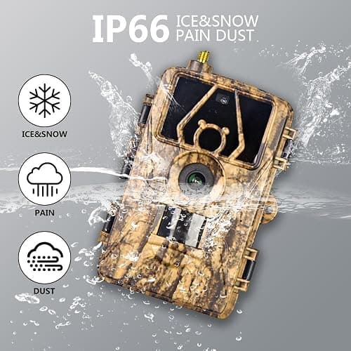LMHOME 4G Profi-Wildkamera 60MP 4K mit 32 GB Speicherkarte und 4G SIM Card, Top-Bewegungserkennung, unsichtbarer Blitz für Nachtsicht, App-Übertragung thumbnail 10