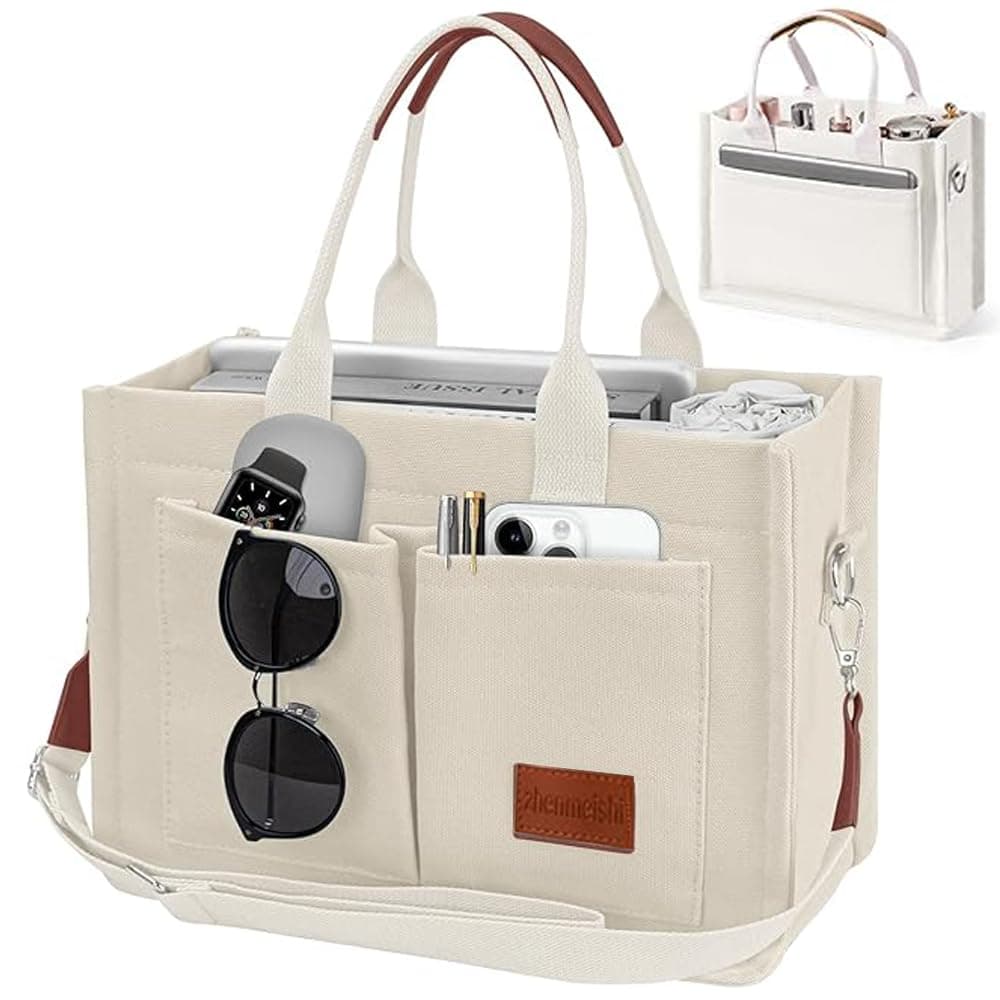 Lumbor37 Bolsa de Lona para Mujer con Hebilla, Tote Bag Cruzada para Oficina, Bolsillo con Cremallera Integrado, Viajes, Bolso Escuela - Image 1