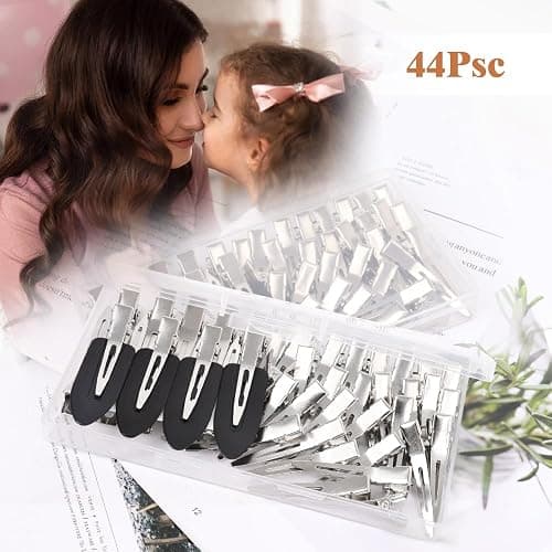 Dgeclr Hair Clips for Women Styling, 44Pcs Metal Duck Billed Pin Curl Clips, Hair Pins, Salon, Makeup, Hair Dyeing, Silver & Black thumbnail 7