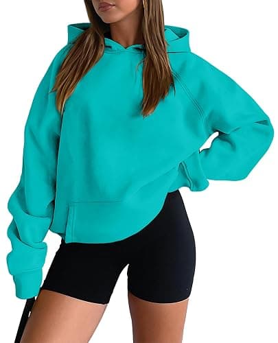 onlypuff Women Pullover Sweatshirt Long Sleeve Hoodies Kangaroo Pocket Fleece Basic Sweater thumbnail 2