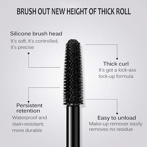4D Silk Fiber Lash Mascara- Waterproof Mascara Black Volume and Length, Easily to Create Amazing Lashes for Thicker, Long Lasting and Curly Eyelashes thumbnail 6