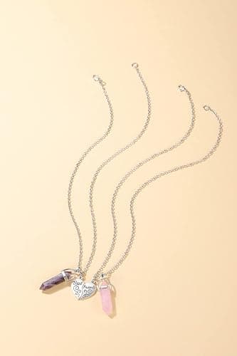 PESOENTH BFF Necklace for 2 - Matching Heart Best Friends Crystal Pendant Necklaces Friendship Jewelry Set For Women thumbnail 5