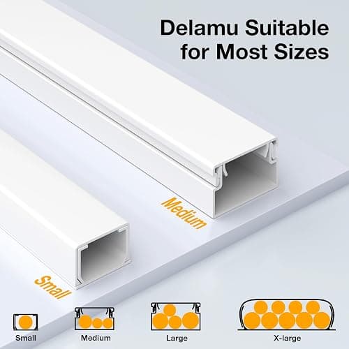 Delamu Cord Hider, 157in Wire Covers for Cords on Wall, Premium Cable Hider Cord Covers for Wires, Cable Management Wire Hiders for TV, Cable Raceway Kit, W0.95 H0.55in, White thumbnail 8