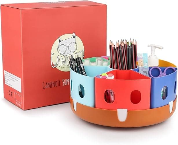 GAMENOTE Rotating Art Supply Organizer, Lazy Susan Caddy, Large | Rotating organizer keeps markers, crayons and craft supplies visible and easy to reach on classroom or home desks thumbnail 9