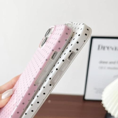 Yeddabox for iPhone 13 Case Cute Polka Dot Phone Case Soft TPU Slim Shockproof Phone Cover for Women Girls, Pink thumbnail 4