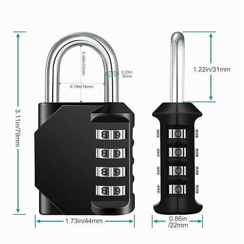 ZHEGE Cadenas Code 4 Chiffres, Cadenas a Code (1, Noir) | Cadenas a Chiffre Pour Casier Vestiaire Sport, College, Scolaire, Cadna avec Code Exterieur Pour Portail, Abri de Jardin thumbnail 2