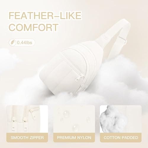 Viverte Quilted Puffer Crossbody Bags for Women Small Puffy Sling Bag Lightweight Cross Body Bubble Purse Shoulder Bag for Travel (Cream White) thumbnail 3
