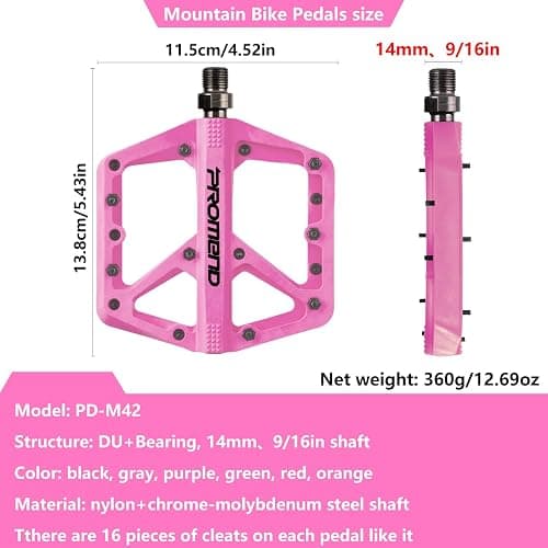 Mountain Bike Pedals - Durable Nylon DU Bearing Platform Pedals for MTB and BMX thumbnail 2