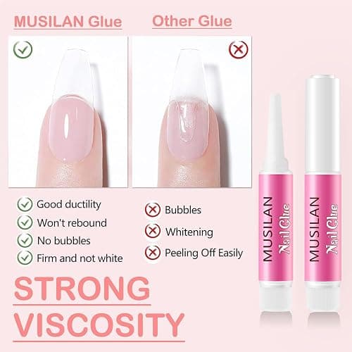 MUSILAN Nail Glue,Super Strong & Long-Lasting & Ultra Quick 40PCS Nail Glue for Acrylic Nails Press on Nails Professional Nail Gel for Stick On Nail Tips & Acrylic Nails & Nail Art Supplies 0.07OZ/PCS thumbnail 5