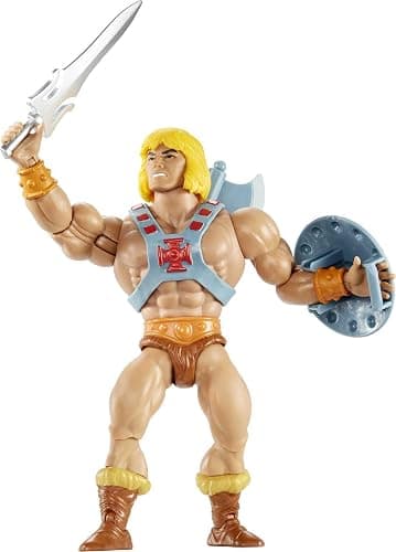 Masters of the Universe Origins Action Figure He-Man 5.5 Inch 1980s Motu TV Hero Toy, Detailed Design with Harness, Sword, Axe & Shield - Image 1