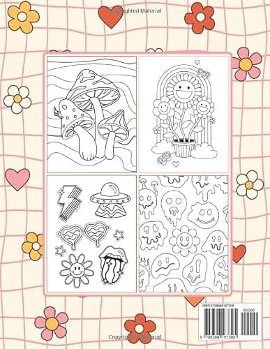 Groovy Y2K Coloring Book: Funky Smiles & Flowers - 90s & 2000s retro vibes - vsco girl - Cute & kawaii 45 Designs for teens (Aesthetic Girl Coloring Books) thumbnail 2