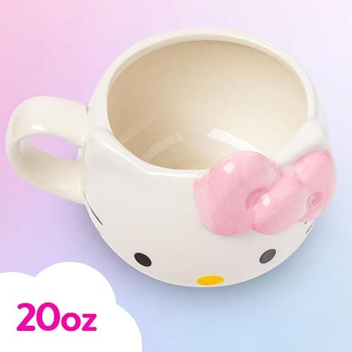 Silver Buffalo Sanrio Hello Kitty Pink Bow Ceramic 3D Sculpted Mug, 20 Ounces thumbnail 4