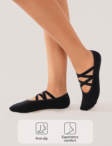 Lecieldusoir Womens 4 Pairs Pilates Socks with Grips Non Slip Grip Yoga Socks for Barre, Dance, Barefoot, Workout thumbnail 4