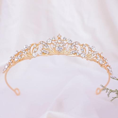 Gold Tiara Crown for Women Wedding Tiaras for Bride Princess Crowns and Tiaras for Girl Rhinestone Crowns for Birthday Halloween Cosplay Christmas Party Prom Gifts thumbnail 3