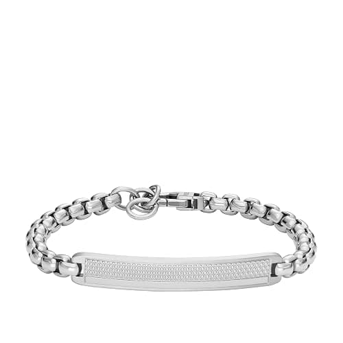 Fossil Men's Plated Stainless Steel Engravable Personalized Gift ID, Chain or Cuff Bracelet for Men - Image 1
