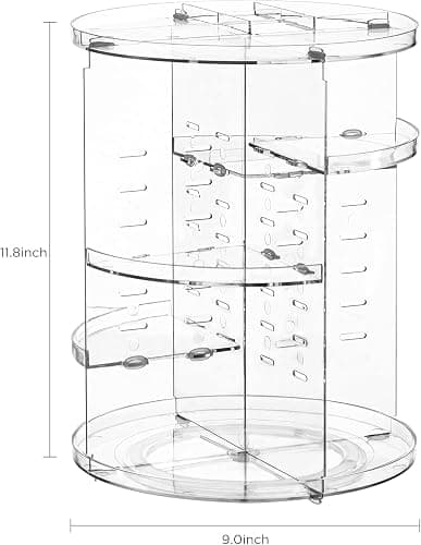 HBlife 360 Rotating Makeup Organizer Adjustable Makeup Carousel Large Capacity Revolving Perfume Organizer Skincare Organizers Cosmetic Storage Spinning Holder for Vanity, Clear thumbnail 7