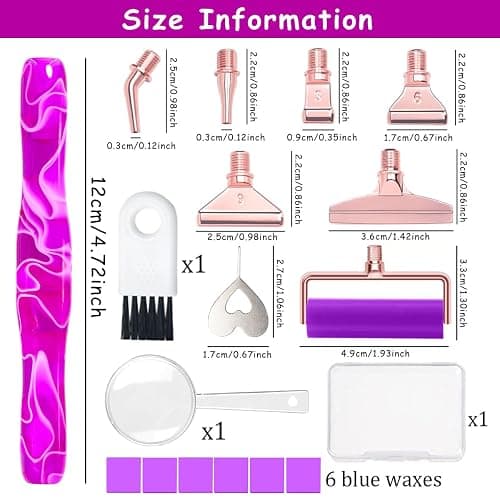 Praise V Do Ergonomic Diamond Painting Art Drill Bead Dot Pen Kit with Screw Steel Silver Metal Tip Nibs Placers Roller Tool Accessories for 5D Diamond Paint Purple thumbnail 3