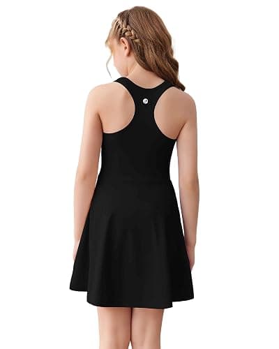 Haloumoning Girls Sleeveless Tennis Dress Kids Racerback Golf Dress School Sports Dresses Outfit with Shorts Pockets thumbnail 2
