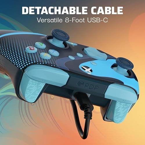 PDP Gaming REMATCH GLOW Enhanced Wired Controller: Licensed Xbox Series X|S Gamepad, Xbox One, Windows PC, Mappable Back Buttons, Audio Controls, Customizable Companion App: Blue Tide Glow in the Dark thumbnail 8