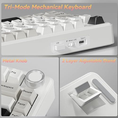 SOLAKAKA A75 75% Wireless Mechanical Keyboard, Hot Swappable Gaming Keyboard with Multifunction Knob & RGB, Gasket Mounted Creamy Keyboard, PBT Keycaps, Compact Layout for Win/Mac/PC thumbnail 9