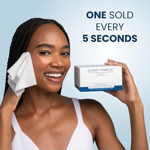 Clean Skin Club Clean Towels®, 100% USDA Biobased Face Towel, Disposable Face Towelette, Eczema Association Accepted, Makeup Remover Dry Wipes, Ultra Soft, 1 Pack, 25 Ct thumbnail 9