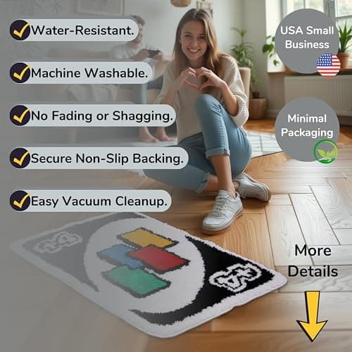 Slothy Fafi Uno Rug – 24X36 Inch Fluffy Cool Rugs for Bedroom, Bathroom, or Game Room – Funky, Aesthetic for Men, Women & Teens – Vibrant Colors with Non-Slip TPR Backing thumbnail 3