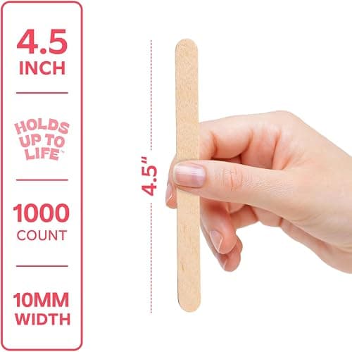 GUSTO [1000 Count] 4.5 Inch Wooden Multi-Purpose Popsicle Sticks for Crafts, Ice, Ice Cream, Waxing, and Tongue Depressor Wood Sticks (Formerly Comfy Package) thumbnail 2