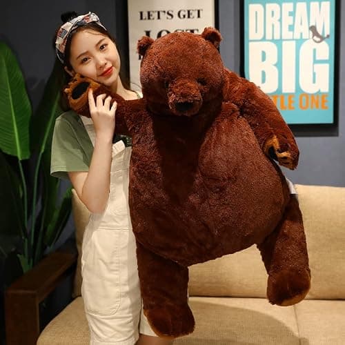 MIAOHAHA 100cm Giant Djungelskog Teddy Bear Dark Brown Plush Toy Bear Big Teddy Bear Stuffed Animal Doll Home Decor Birthday Gift for Girl,Boy (39.3in/100cm) - Image 1