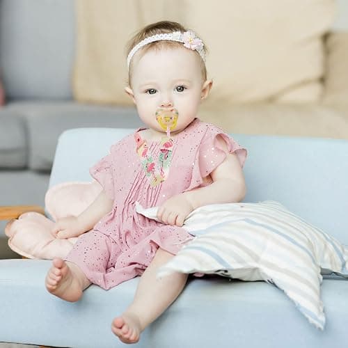 12 Pack Pacifier Clips with Strap 25.5cm - Premium Polyester Baby Pacifier Holder Set, Multi-Design Clips for Girls Boys（Multi Color B） thumbnail 2