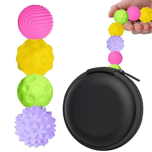 BUSOHA Silicone Fidget Balls - 4 Pack New Fidget Toys Stress Balls for Adults Sensory Stone Travel Toys for Calming,Autism and ADHD,Gifts for Teens - Image 1